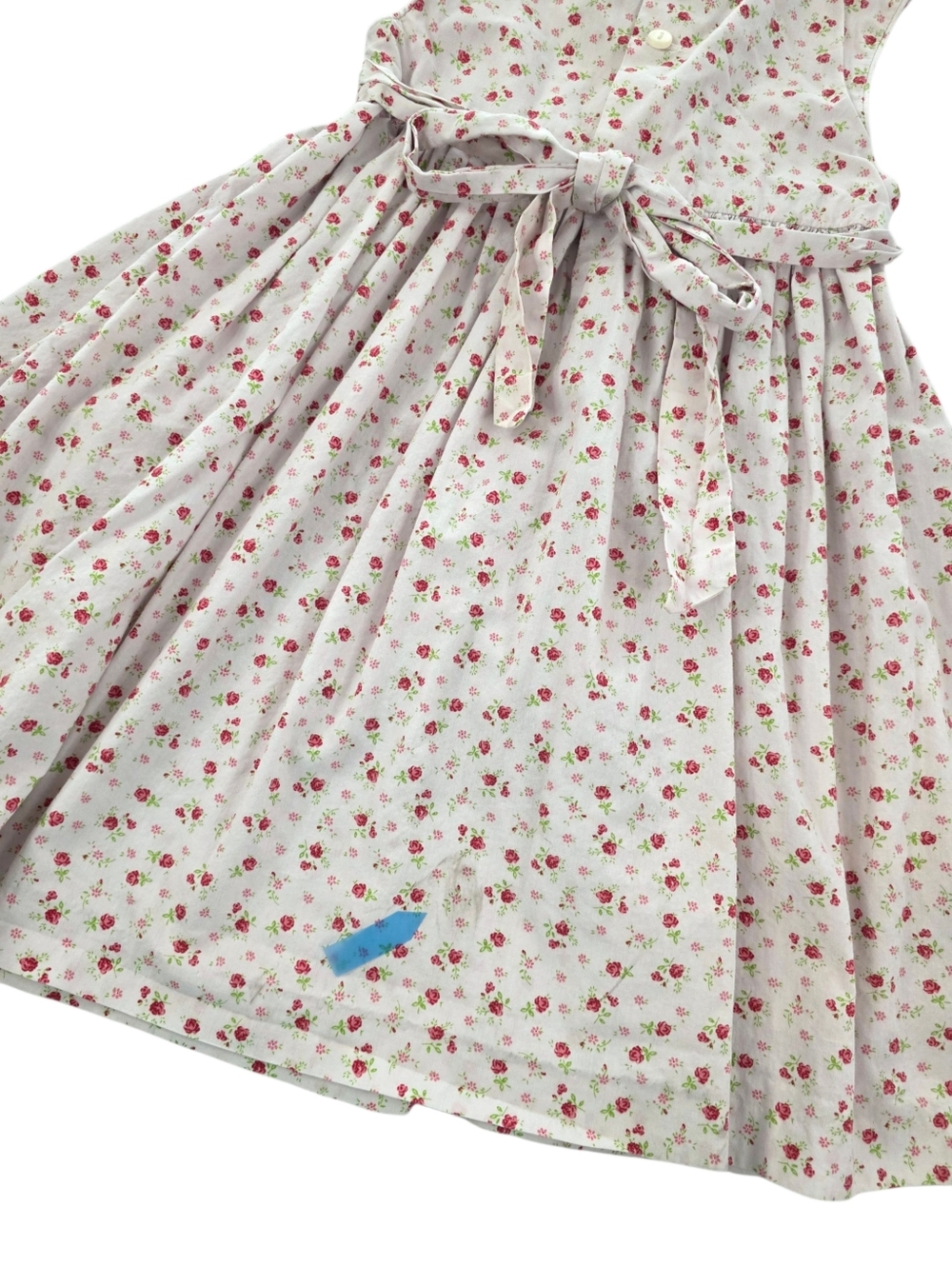 Smocked Ditsy Floral Sleeveless Dress Girls 4T Cottagecore Cotton White Pink - Picture 5 of 9